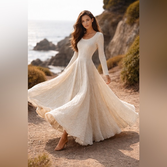 Karen Alexander Dresses & Skirts - Karen Alexander 90s Sculptural Cotton Maxi Gown | Full Sweep Godet Skirt